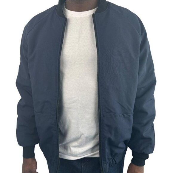 Men's Blue Utility Bomber Jacket Padded US Estimate S/M - Picture 1 of 11